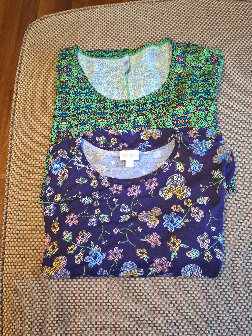 2 LuLaRoe Scoop Neck Tops - 1 Perfect T Damask & 1 Irma Tunic Disney